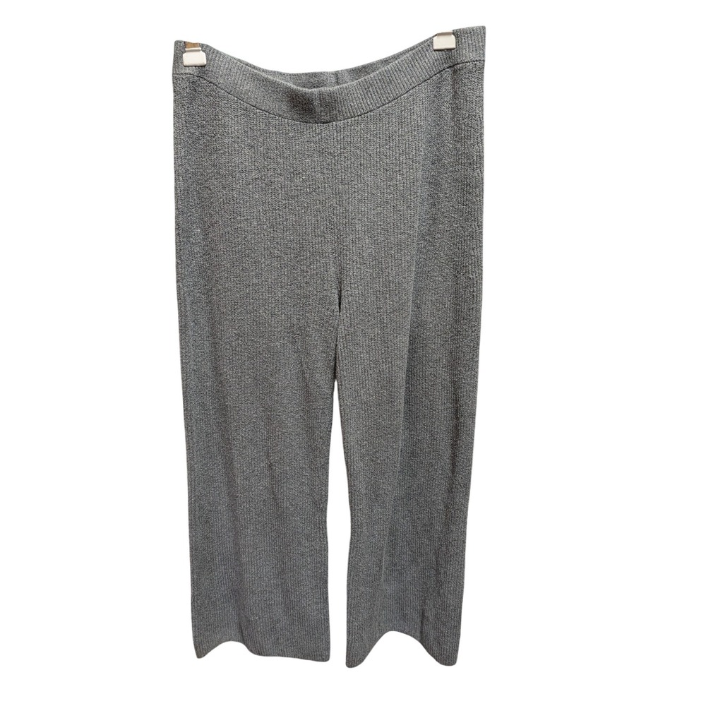 Gap Wide Leg Knit Pants Womens Large Grey Excellent Ribbed High Rise Loungewear